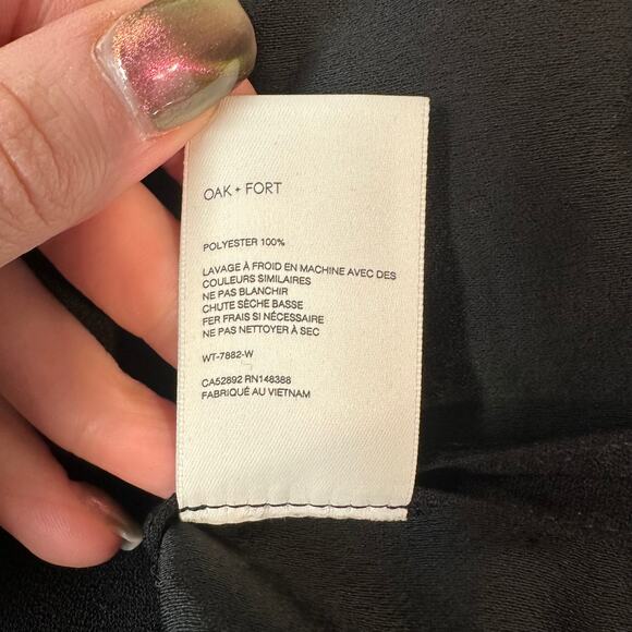 OAK + FORT Oversized Blouse Long Sleeve Button Up Shirt Top Shacket Black - Picture 13 of 14